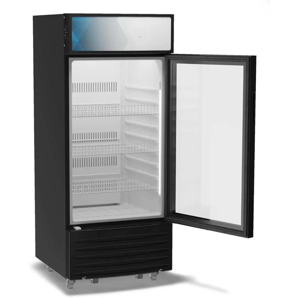 Commercial one glass door display vertical beverage refrigerator cooler merchandising black