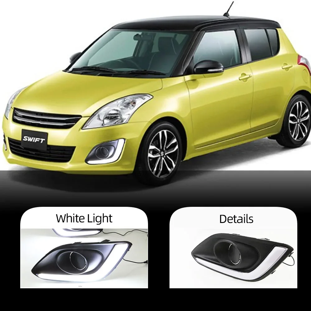 

Новый! Новый! ДХО для Suzuki Swift 2014 2015 2016, дневные ходовые огни с крышкой отверстия для противотуманных фар, светодиодные автомобильные противотуманные фары DRL