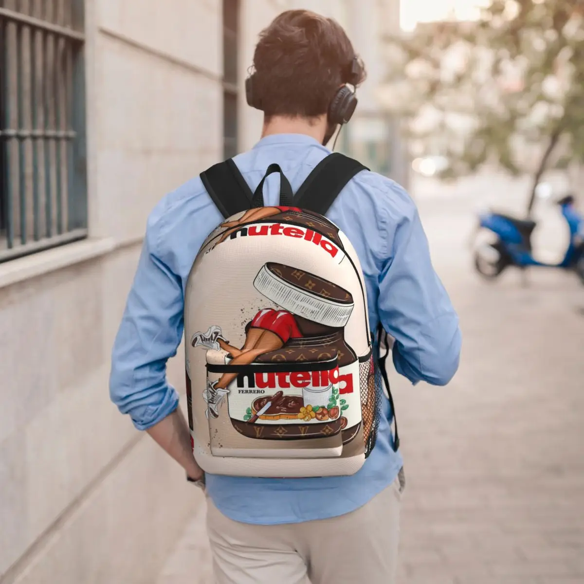 

Nutella Cutie Backpack Student BookBag Kids School Bag Computer Shoulder Bags for Men Women