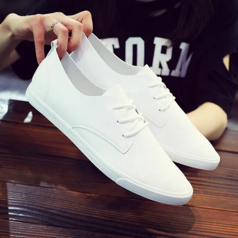 Summer Breathable Men\'s Shoes British Casual Shoes Board Shoes Round Toe White Style Korean Style Trendy Youth Shoes Sneakers