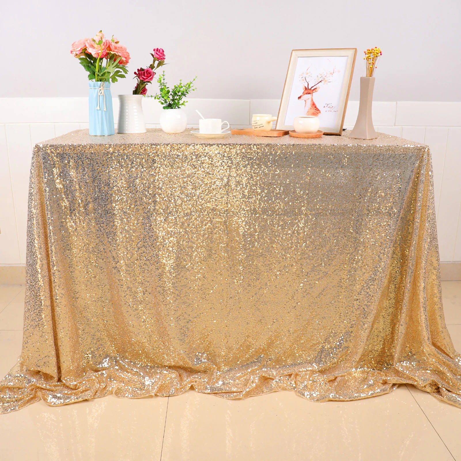 

1.2X1.8M Gold Sequin Fabric Backdrop Drape Curtain Wedding Birthday Party Decoration Photography Background Golden Cloth