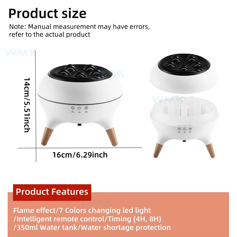 Remote Control Aroma Defuser 2024 Baru 350Ml Ultrasonic Electric Fire Flame Humidifier Diffuser dengan Pengatur Waktu