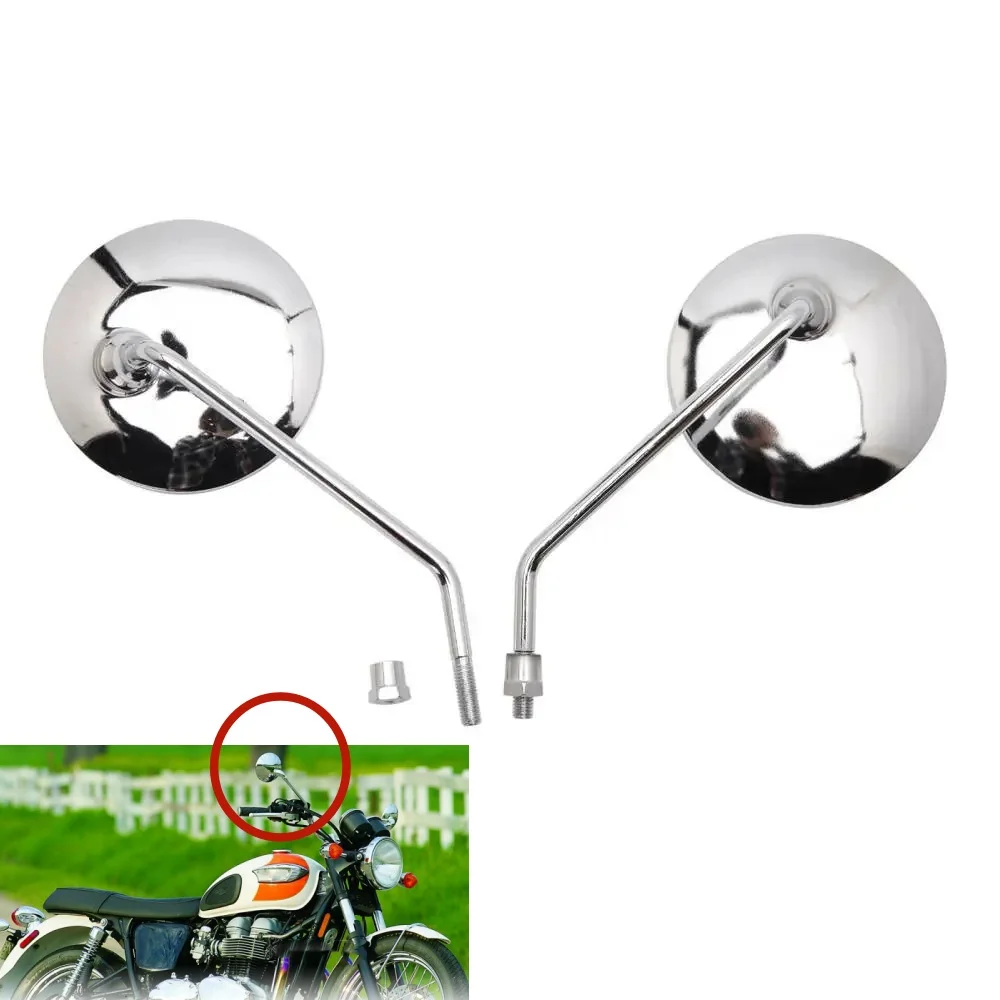

Motorcycle Side Mirrors Replacement For Triumph Bonneville T100 10MM Chrome Rearview Mirror Scooter Motorcycle Accessories