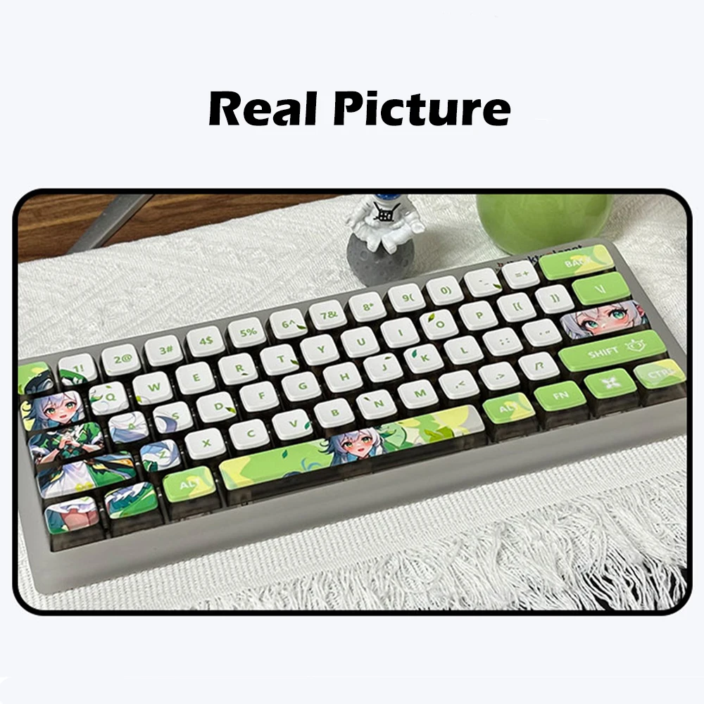 Genshin-teclas de impacto para Gamer, Teclado mecánico con retroiluminación, transparente, Xiao Kep, Hutao Beelzebul Nahida
