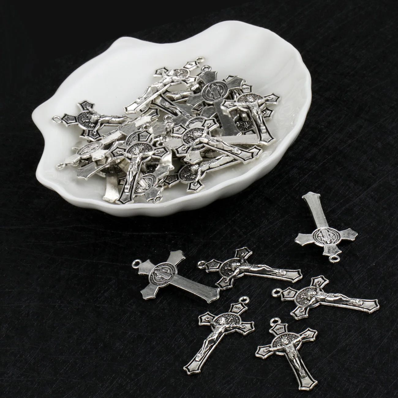 Diyalo Medalla Milagrosa/St. Benedict/Crucifix Cross Charms Pendant for DIY Rosary Necklace Jewelry Making Prayer Chaplet Parts