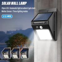 1/2/4pcs Smart Solar Lights Exterior Wall Lights Outdoor 20 LEDs 3 Modes Motion Sensor Solar Floodlights for Courtyards Fences