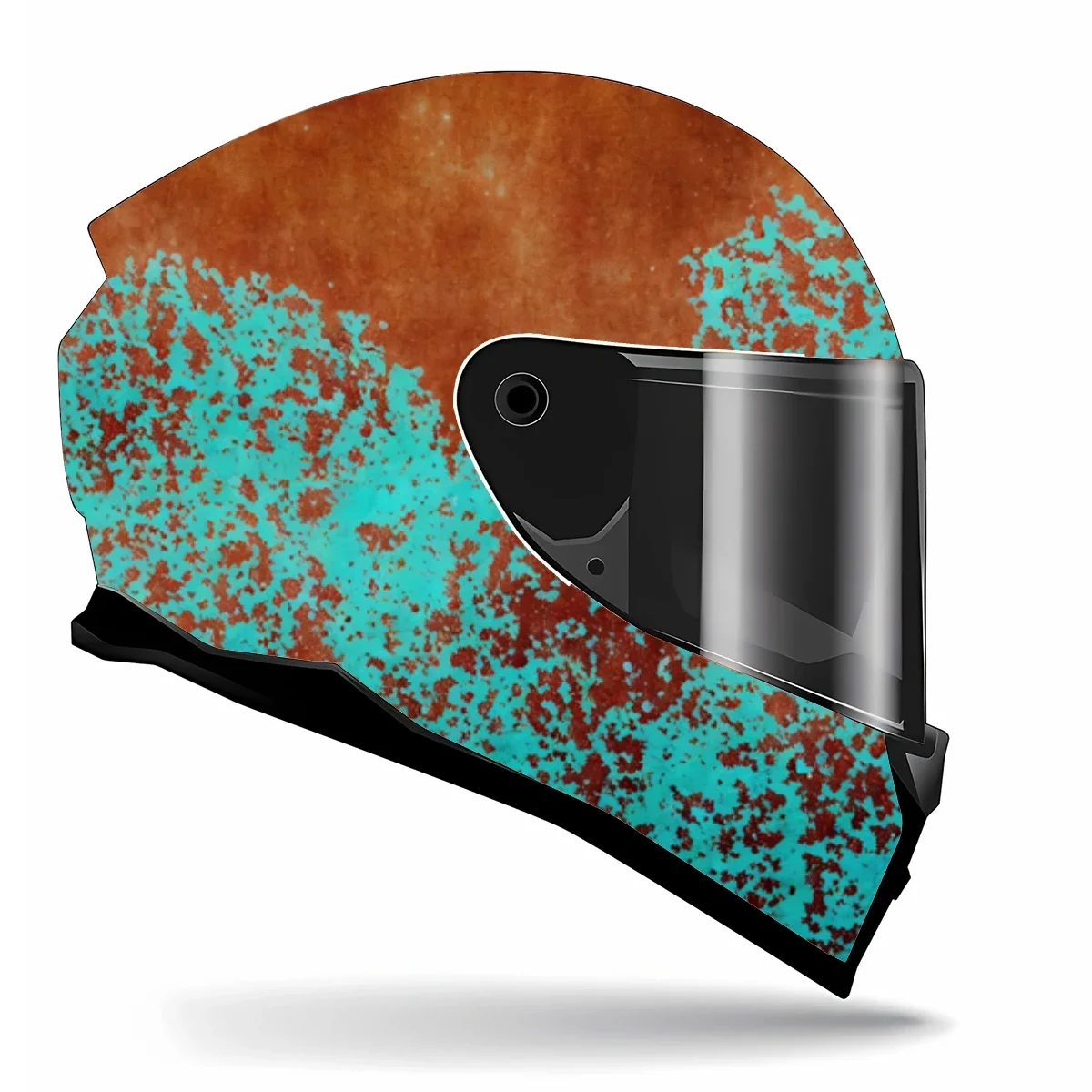 Abstract Rusted Metal Full Helmet Wrap Sticker Motorcycle Helmet Racing Graphic Decal Vinyl Wrap Helmet Decorative Sticker