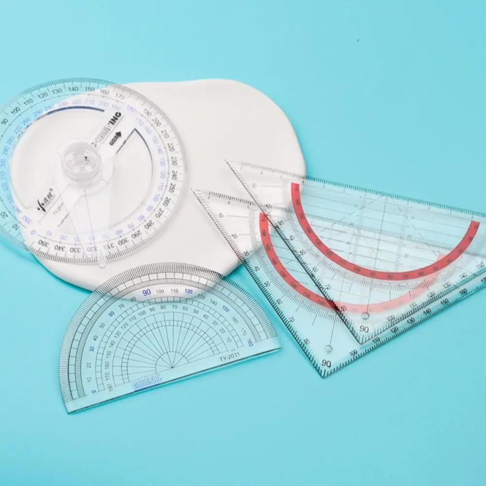 High Quality Triangle/Half Round 180/360 Degree Protractor Plastic Transparent Drawing Ruler Angle Ruler Students Gift