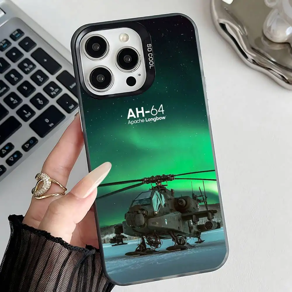 A-Apache AH-64  Phone Case For iPhone 17,16,15,14,13,12,11,Pro,Max,Plus,E,Air,Mini Black Tpu IMD Cover