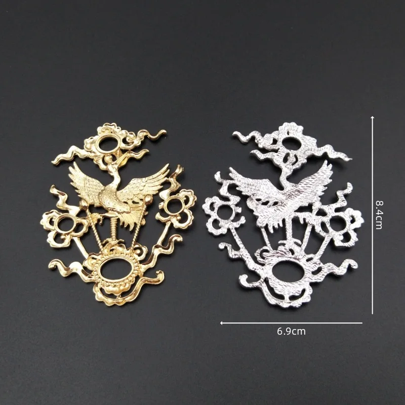Vintage Auspicious Crane Embellishments 10pcs DIY Accessory Wholesale Gold Silver Plated Metal Ornaments Jewelry Accessories