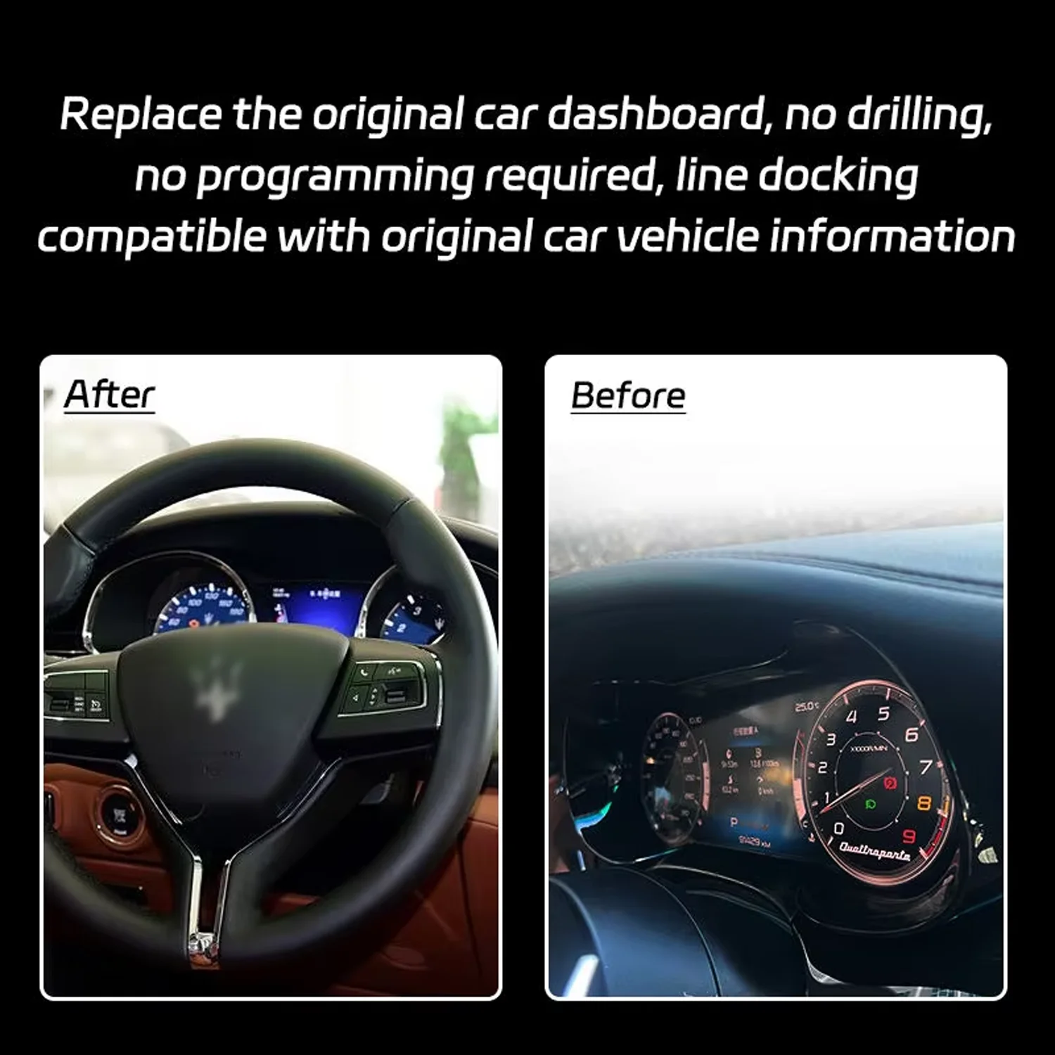 Quattroporte/Ghibli/Levante Upgrade Dashboard Displayer Digital Cluster Instrument Speedometer For Maserati