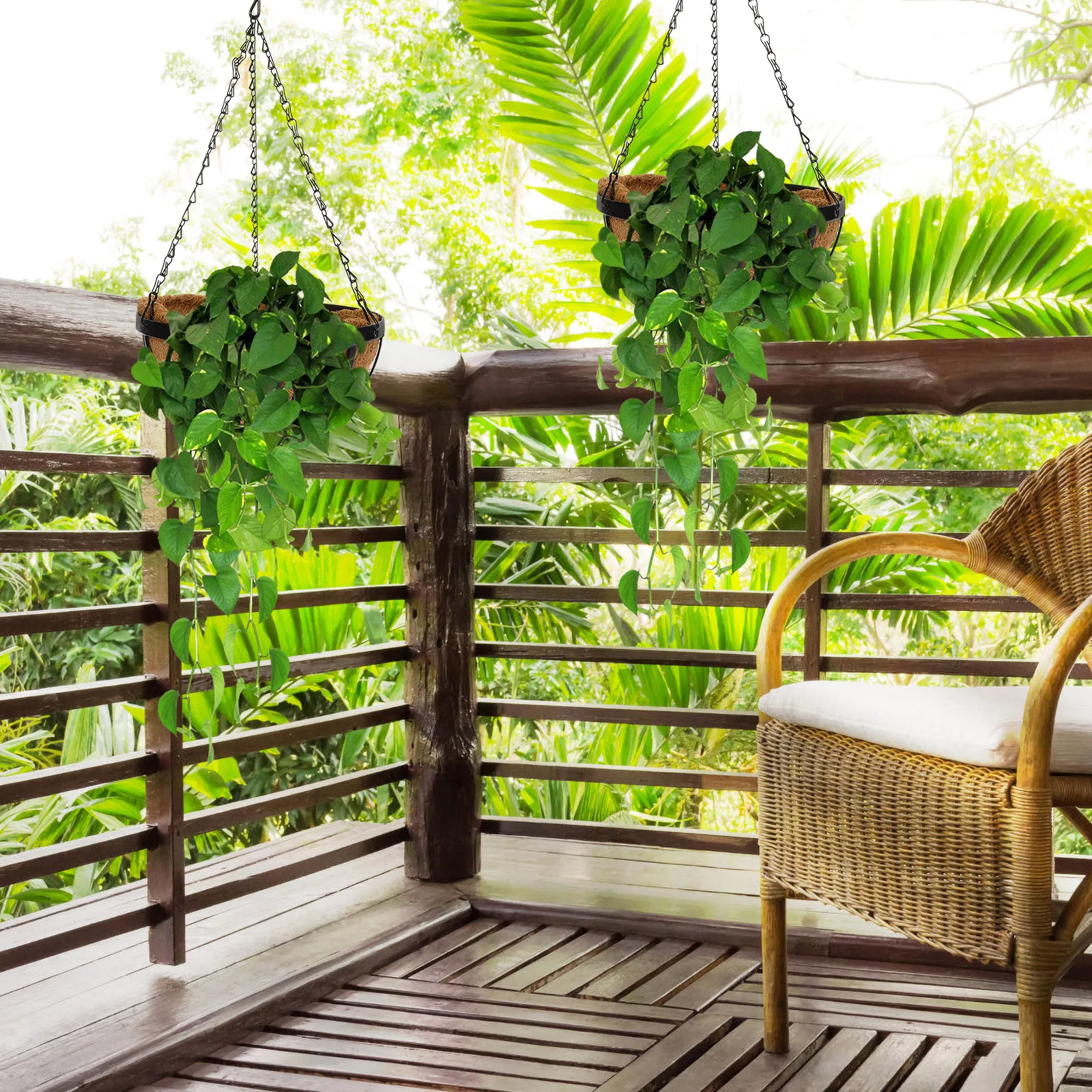 

Coconut Shred Iron Hanging Flower Pot Indoor Outdoor Balcony Planter Basket Decor Durable Practical Gift Ferns Succulents Home