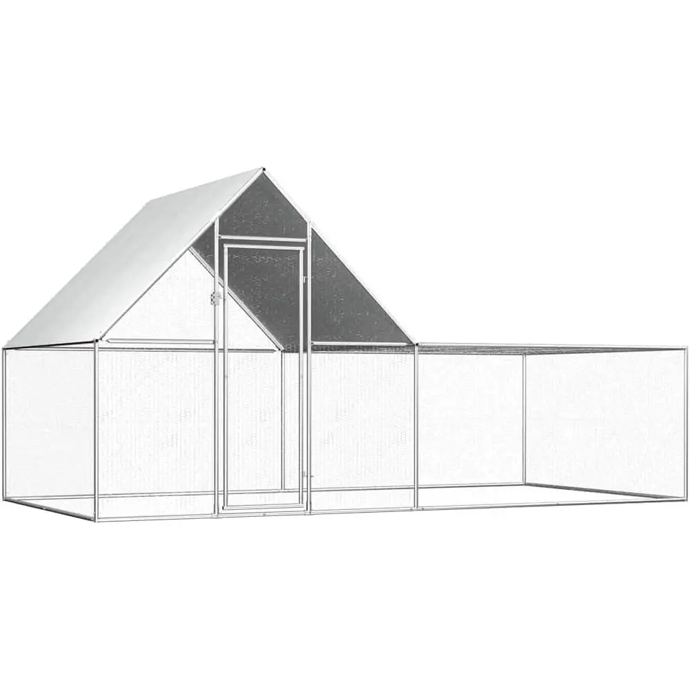 

Large Galvanized Chicken Coop - Silver Steel, Ideal for Small Animals & Habitats, Model 144556
