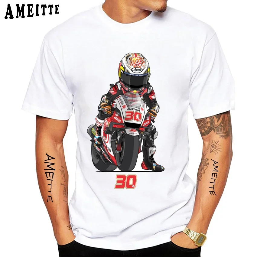 Takaaki Nakagami 30 Japan Rider Moto T-Shirt New Summer Men Short Sleeve Boy Casual Tees Ride A Motorcycle Sport White Tops