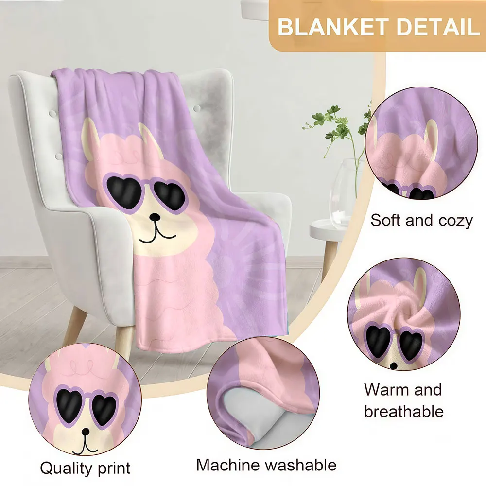 Cool Alpaca Soft Warm Flannel Blanket Lightweight Cozy Christmas Halloween Home Decor Room