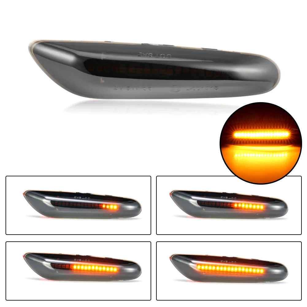 SALE  2Pcs Smoked LED Light Dynamic Side Marker Turn Signal Lamp For BMW E36 E90 E91 E92 X1 X3 X5 Car Accessories Dropshipping