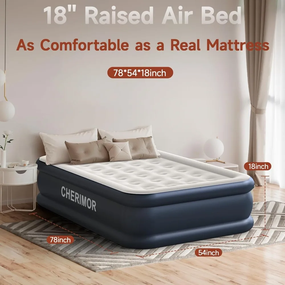 

Upgraded version Air Mattress, Raised Full Size Self Inflatable Blow Up Mattress with Built in Pump, Thick Comfort Air Bed
