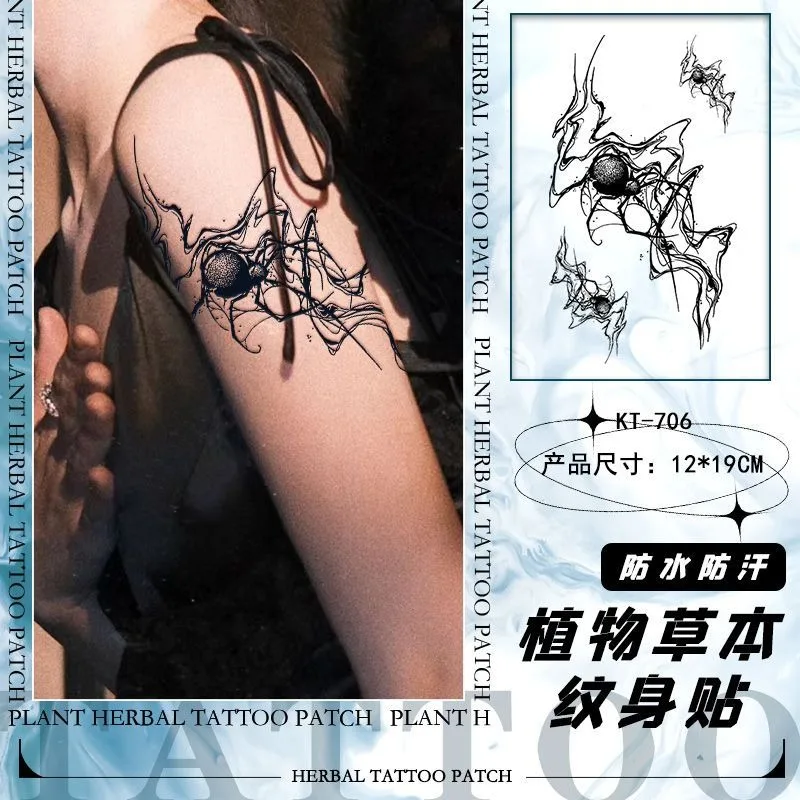 Herbal Temporary Tattoos for Woman Man Arm Punk Spider Sticker Tattoo Art Festival Cheap Goods Waterproof Fake Tatoo Sticker