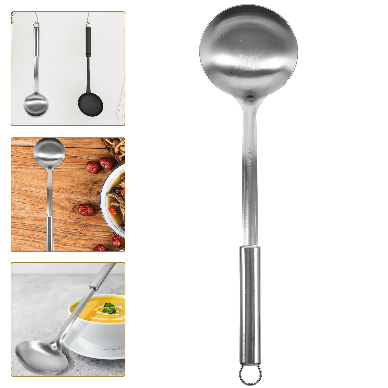 Stainless Steel Spoon Kitchen Spoons Soup Ladle Water and Spatula Convenient Large for Home