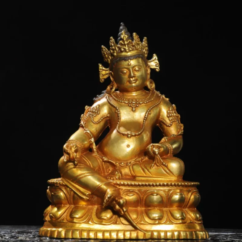 Exquisite brass gilded Yellow Jambhala Buddha statue Tibetan Buddhist home Buddhist hall offerings decorative ornaments