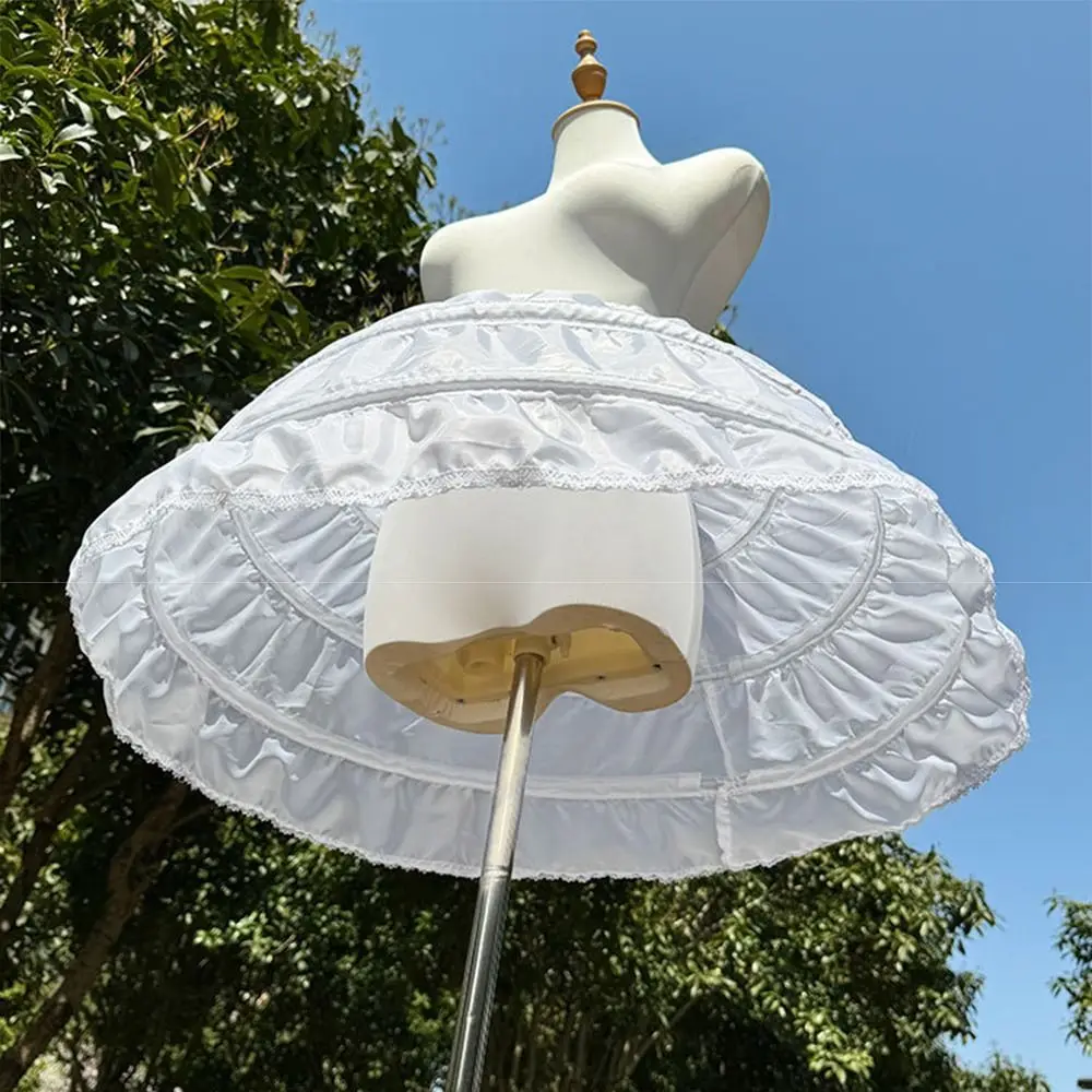 Kawaii White Lolita Petticoat Breathable Adjustable Ball Gown Underskirt With Hoop Elastic Hoop Petticoat Wedding Dress