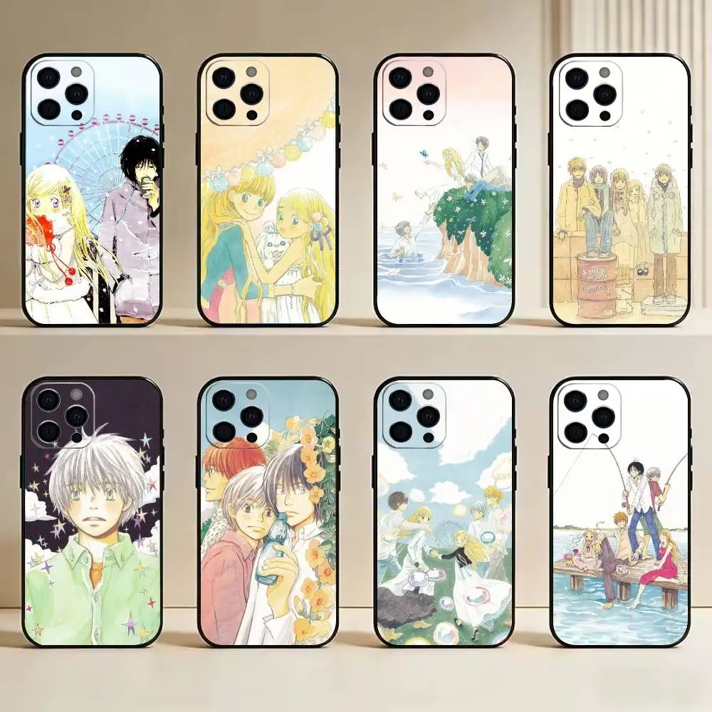 Funda para Teléfono Honey and Clover - Yuta-Shinobu-Takumi-Hagumi para iPhone 17, 16, 15, 14, 13, 12, 11 Plus, Pro Max, Otros, Cubierta Negra Suave