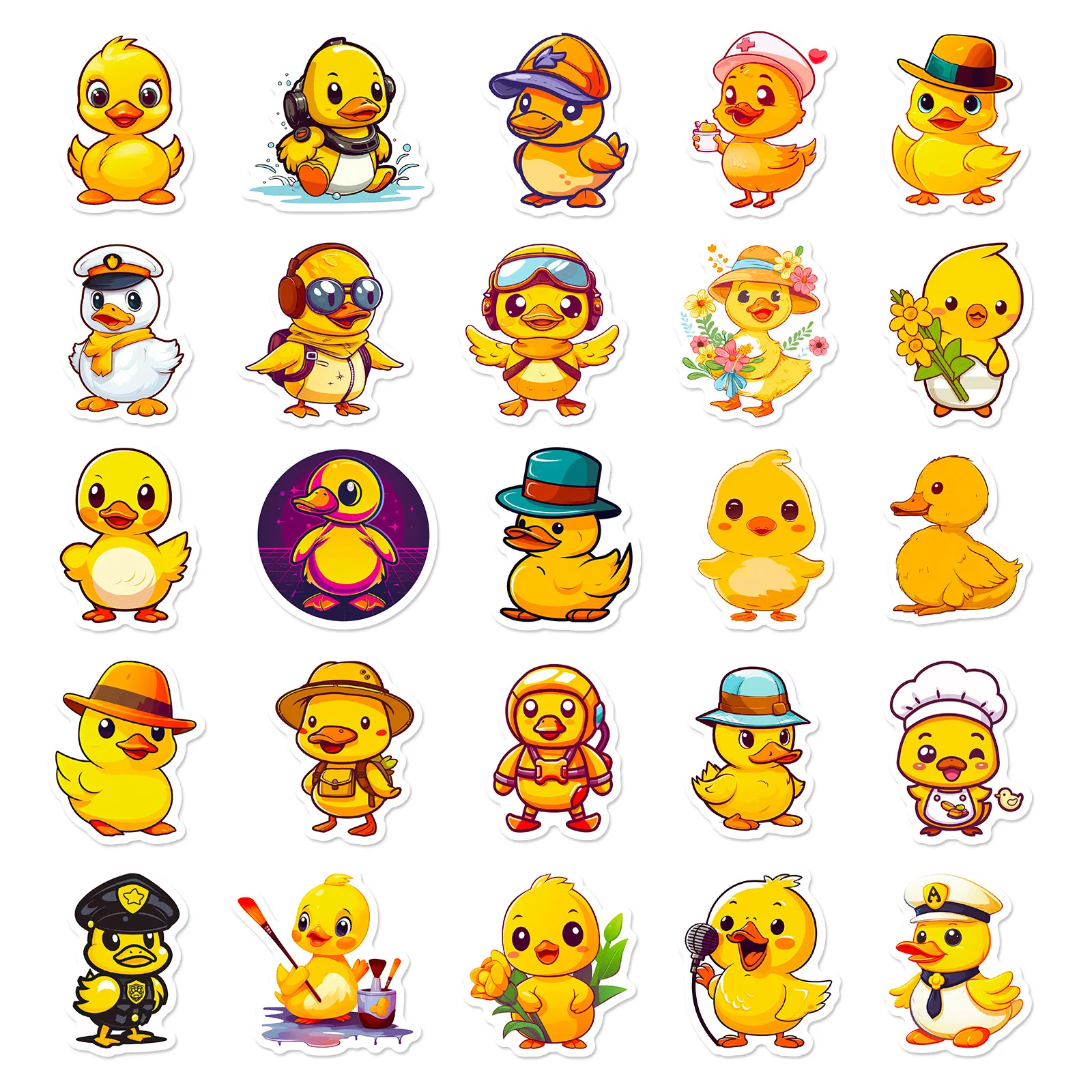 10/25/50pcs Cute Little Duck Cartoon Stickers for DIY Kids Scrapbooking Stationery Water Bottle Phone Laptop Guitar Decal