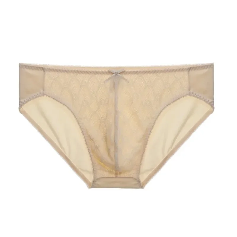 Man Sexy Lace Briefs Sissy Bow Low Waisted Thong G-string T-back Underwear Couple Pantie CD Club Dance FKK Private Party BF