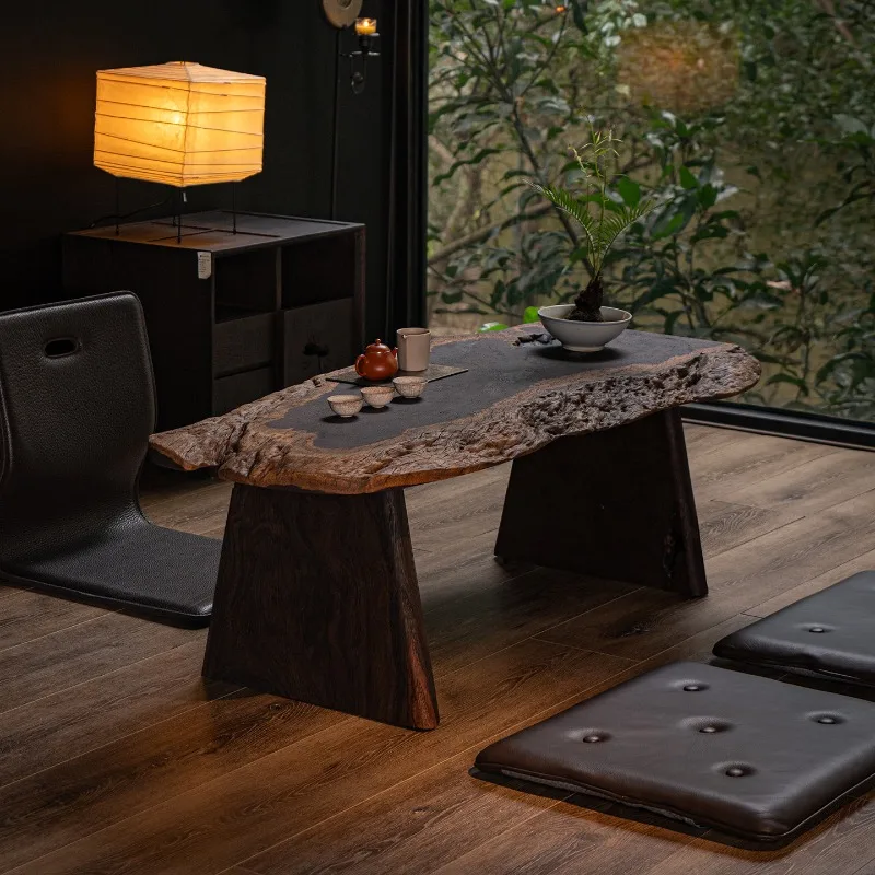 Irregular small bay window a few special-shaped solid wood low table pit a few Japanese tatami tea table