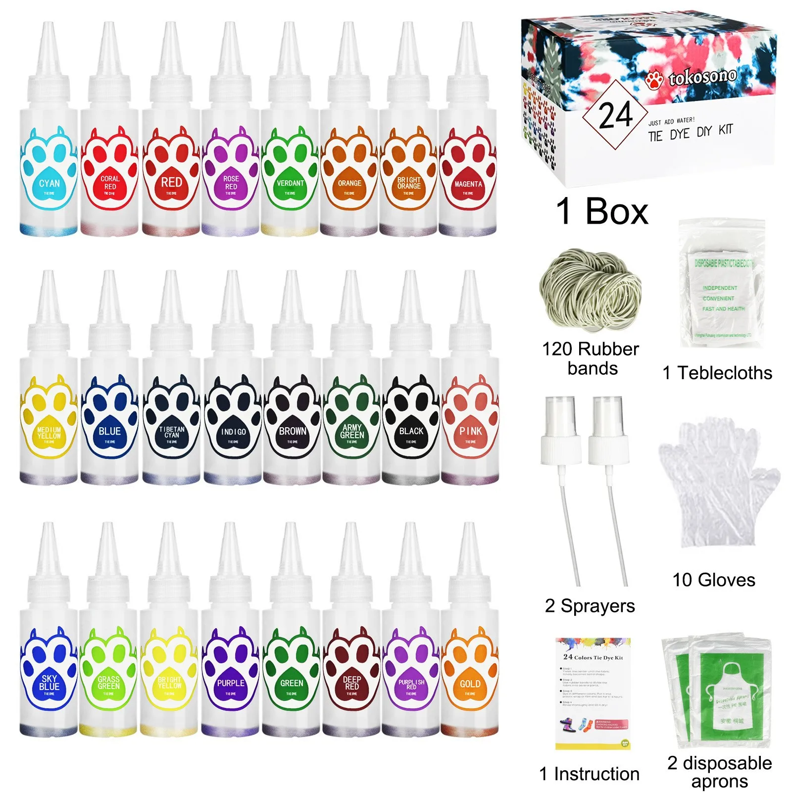 Great Dye Kit for Parties,Permanent Fabric Dye, Spray Tie Dye Kits,Pre Filled Bottles with Tie Dye Colors, Non Toxic,Easy To Use