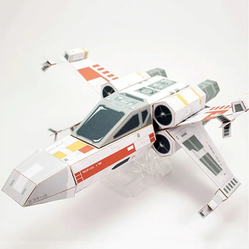 

X-WING Fighter, модель красной бумаги, мини-3D фигурка куба, рукоделие, сделай сам, для детей и взрослых, оригами, художественные игрушки ручной работы, FC-014