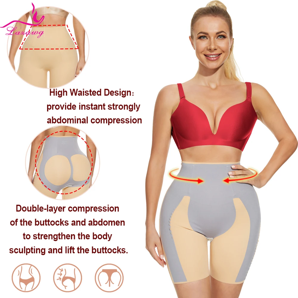 LAZAWG Women  Tummy Control Panties Body Shaper Butt Enhancer Underwear Waist Trainer Hip Shapewear Belly Butt Lifter Shaper