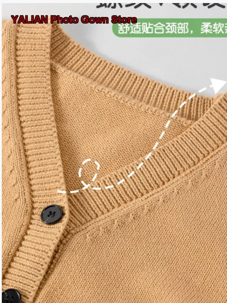 Girls Knit Cardigan Kids Spring Autumn Polo Collar Knit Top Fashionable for Older Girls Older Kids