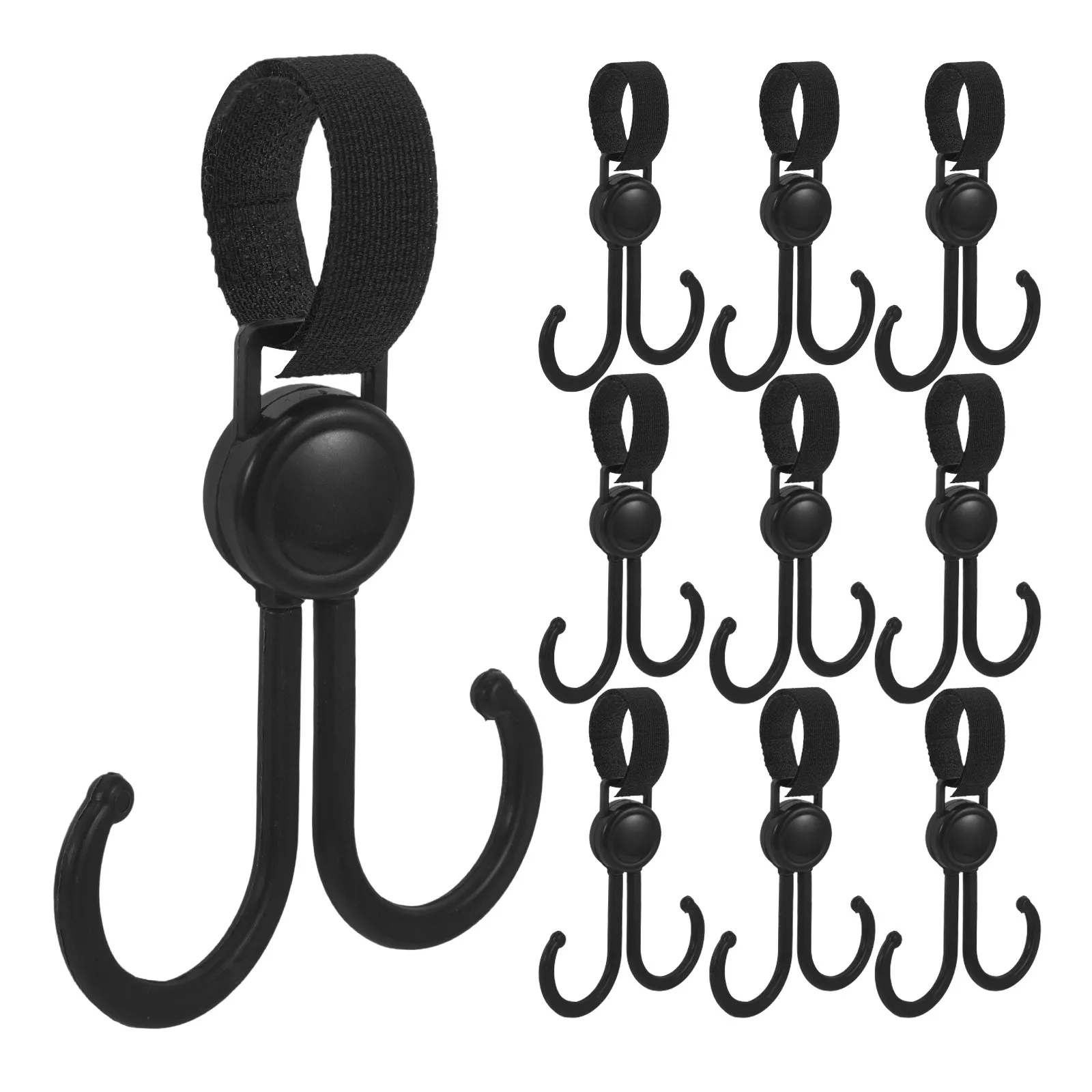 10Pcs Multi-Use Stroller Hook Large Capacity Shopping Bag Hook Strong Load-Bearing Stroller Hanging Hanger for Diaper Bags Keys
