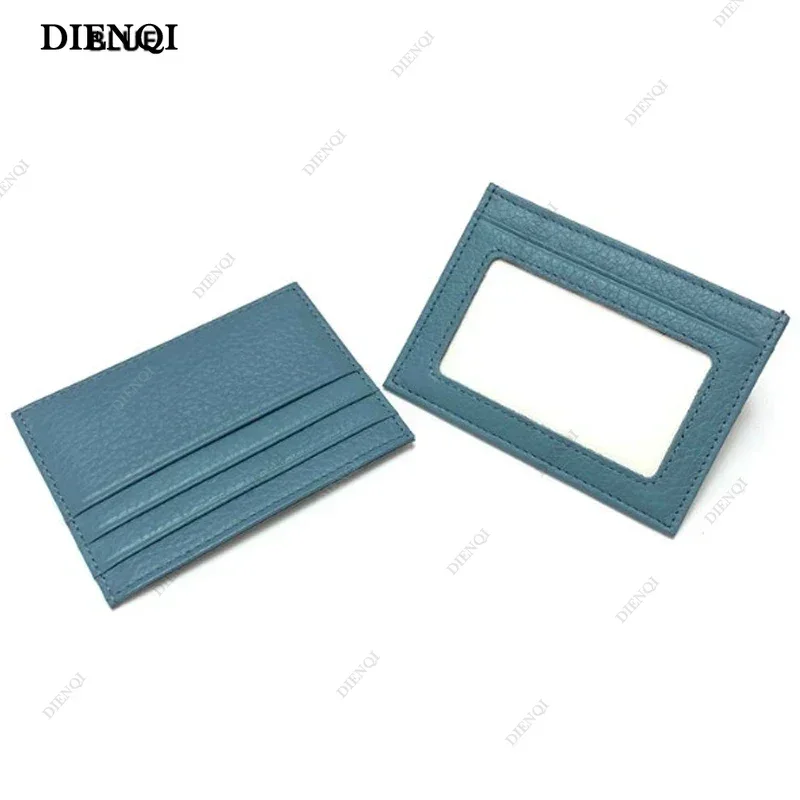 Titular do cartão de crédito de couro genuíno fino minimalista carteira pequena titular do cartão das mulheres dos homens carteira feminina clipes de cartão de luxo