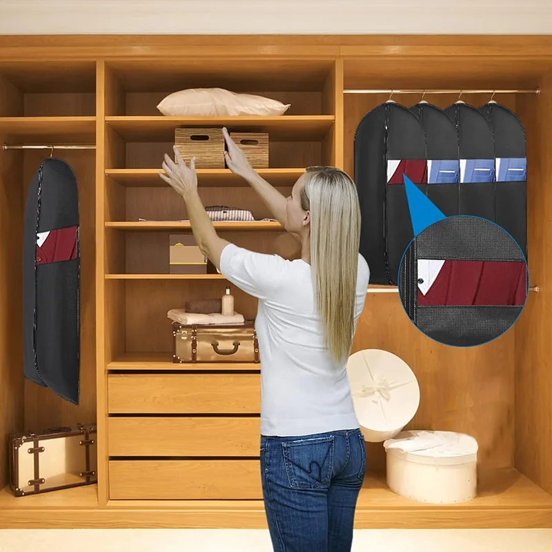 Staubdichte Kleidungshüllen, wasserdichter Mantel, Anzug, Kleid, Schutz, hängende Kleidung, Staubschutz, Kleidersäcke, Schrank-Organizer – Detail 6