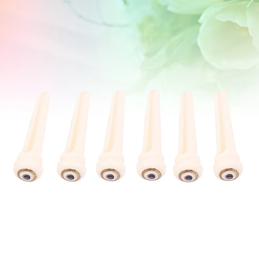 

6Pcs Bone Acoustic Guitar Bridge Pins Brass Shell Dot Replacement Parts for Acoustic Guitar