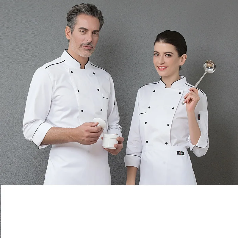 C723 Chef's Suit Long Sleeve Hotel Catering Kitchen Suit Back Kitchen Chef's Work Suit Hotel Coats Wholesale Kitchen Jackets
