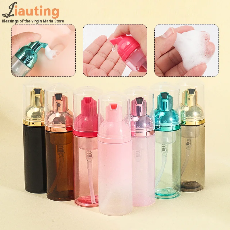 1개 60ml 폼 펌프 병 속눈썹 샴푸 병 여행용 폼 펌프 병 빈 플라스틱 리필 가능 재사용 미니 비누 디스펜서