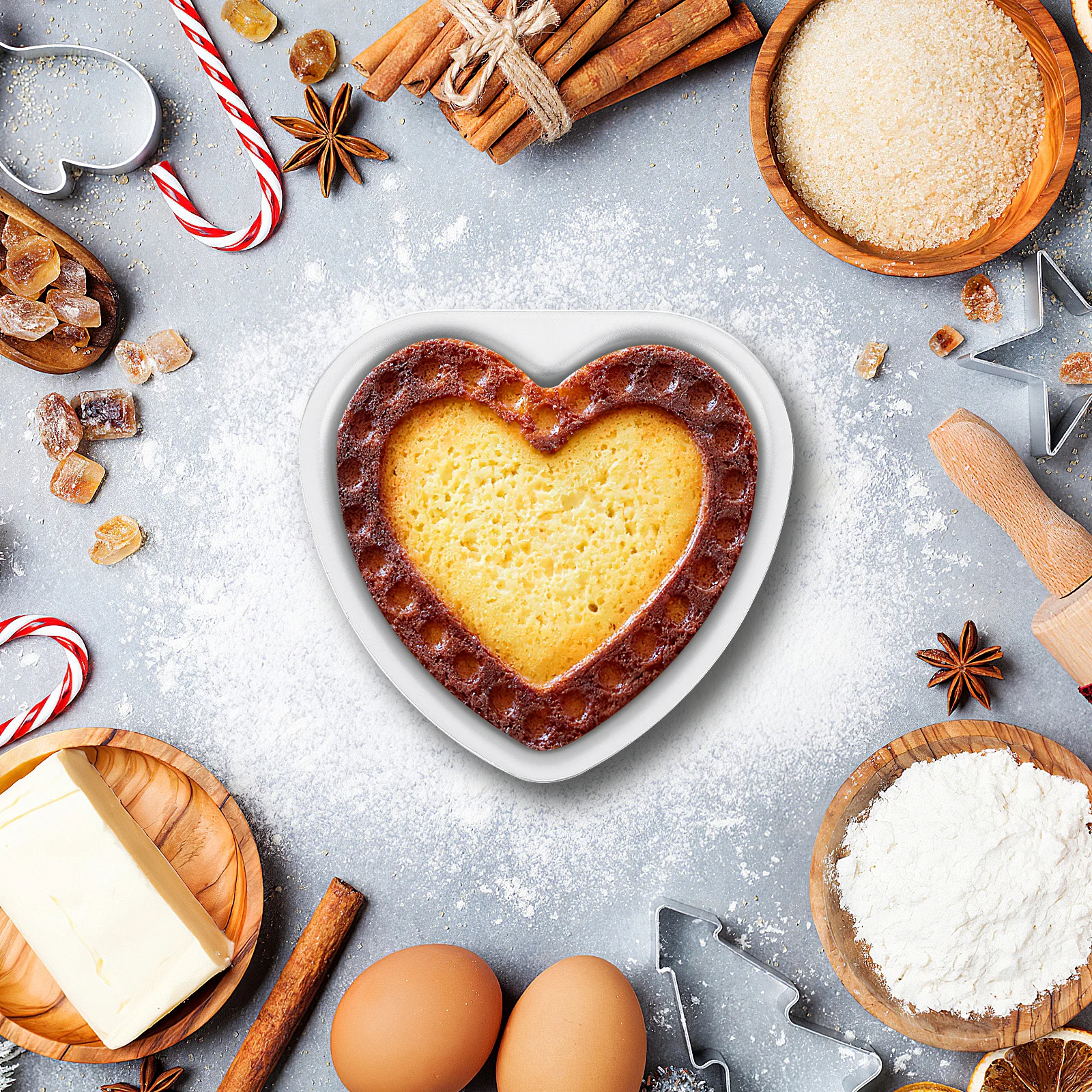 

2pcs Heart Shaped Cake Pans For Baking Reusable Mini Cheesecake Pans Removable Bottom Non-Stick Detachable Flan Molds Heat