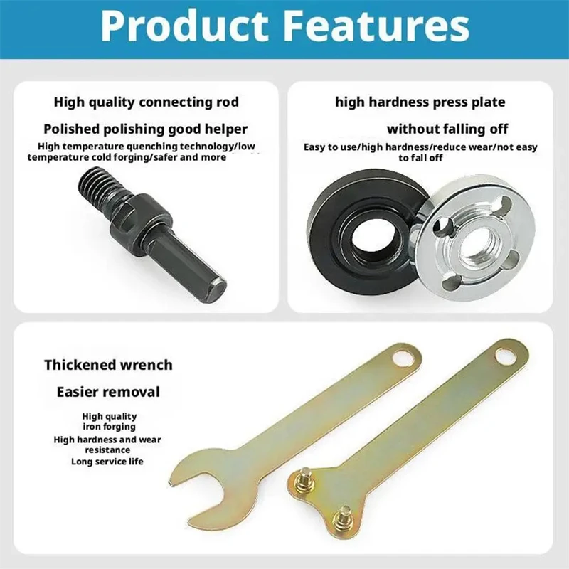 Universal Drill Adapter 10mm Conversion Electric Drill Angle Grinder Connecting Rod Kits With Flange Nut Parts & Spanner Tools