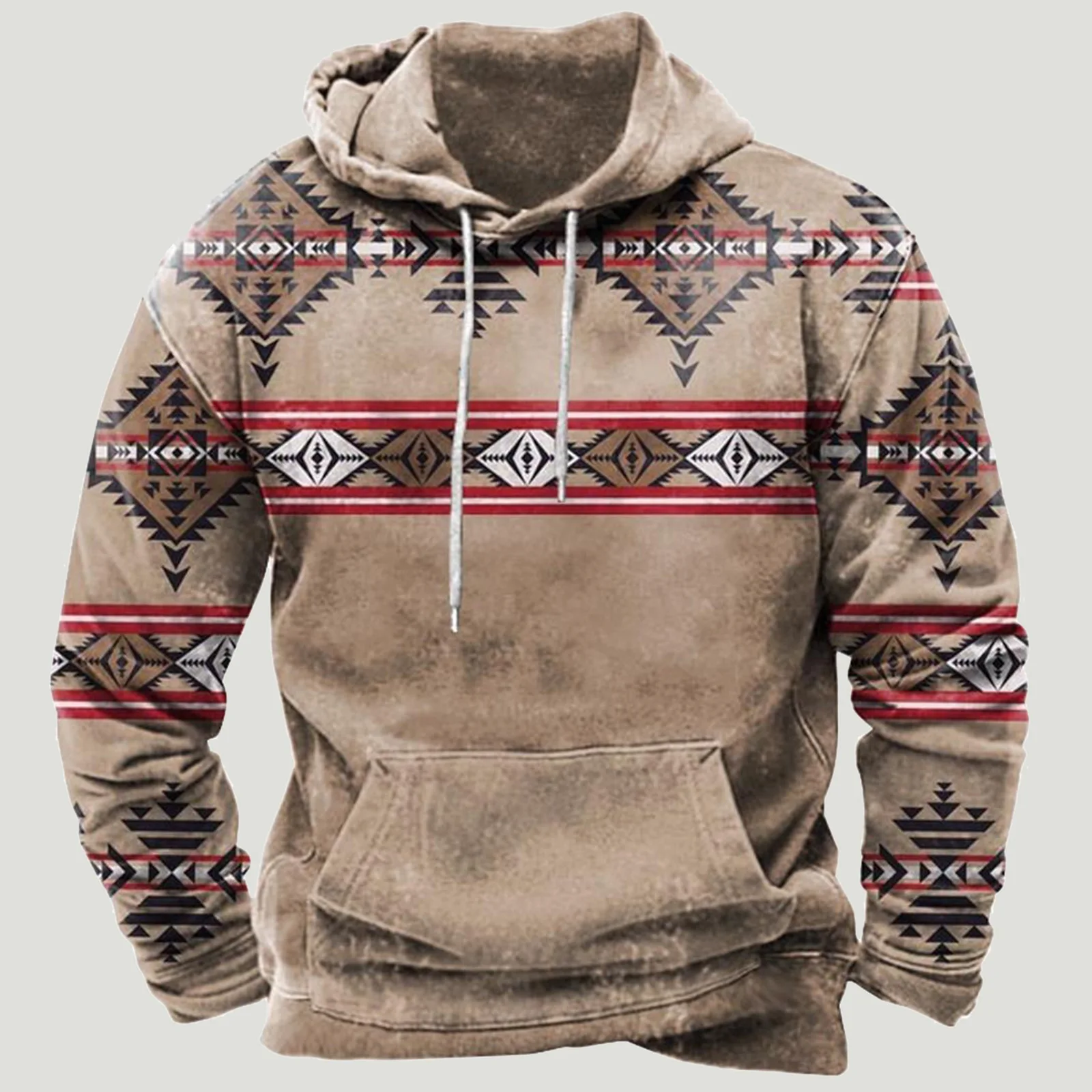 

Aztec Ethnic Hooded Sweatshirt Men Long Sleeve Pullover Blouse Tops Autumn Fashion Winter Clothes Oversized Casual Hoodies 2023