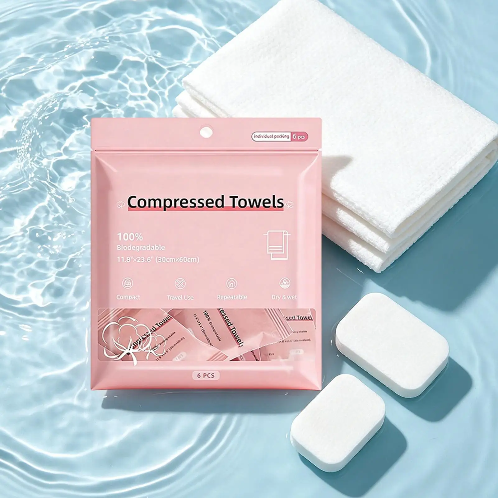 6Pcs Disposable Compressed Towel Compact Travel Coin Tissue Soft Compressed Tissue Pill Suitable For Outdoor Travel Camping
