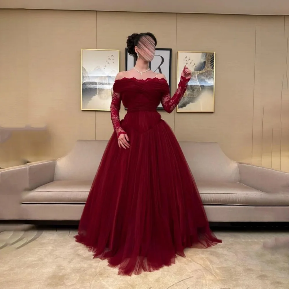 Vestido de fiesta personalizado con apliques de encaje exquisito para mujer, vestido de fiesta con cuello barco encantador de media manga, vestido de noche elegante de corte a para mujer