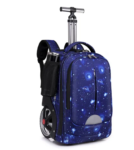 Children Rolling Backpack 18 inch Rolling Luggage Suitcase for Girls Children Travel Trolley Backpack Rolling Luggage Bag Wheels