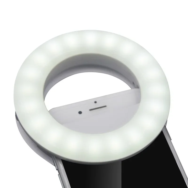 Anel de luz telefone selfie vara led clip-on recarregável lâmpada redonda transmissão ao vivo para smartphone portátil ipad iphone