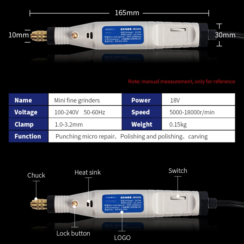 Mini trapano elettrico smerigliatrice penna per incisione Mini trapano utensile rotante elettrico accessori per rettificatrice lucidatura abrasiva