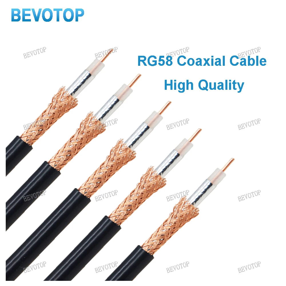 RG58 50-3 RF Coaxial Cable Connector 50ohm Coax Transceiver Pigtail Wire Cables Terminals 1M~100M