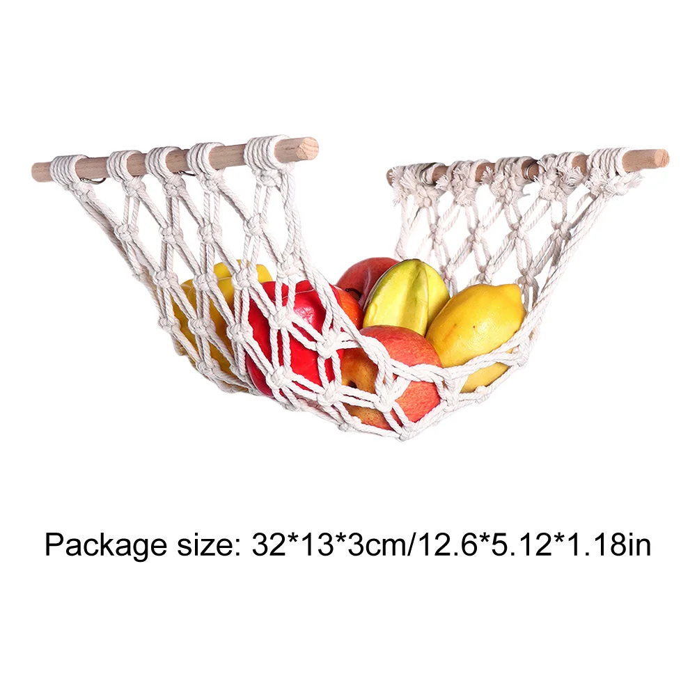 Hanging Fruit Hammock for Kitchen Under Cabinet Macrame Fruit Hammock Veggie Banana Hammock for Home/RV Organization