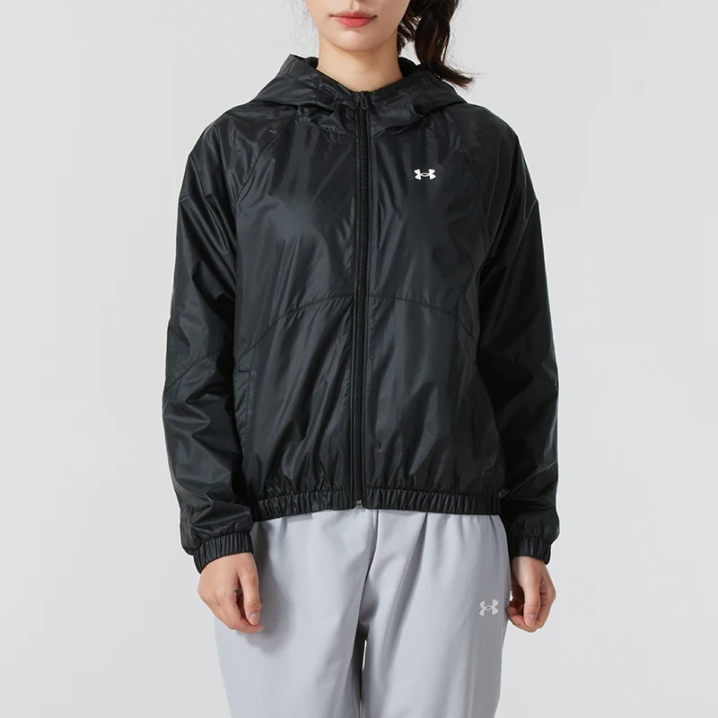 

Женские спортивные топы Underarmour, модная куртка с капюшоном, ветровка для занятий спортом на открытом воздухе, куртка для бега и фитнеса 1382698-001